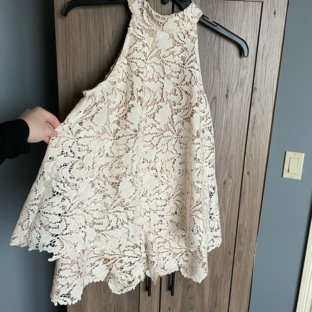 Judith March White Lace Romper. Size M